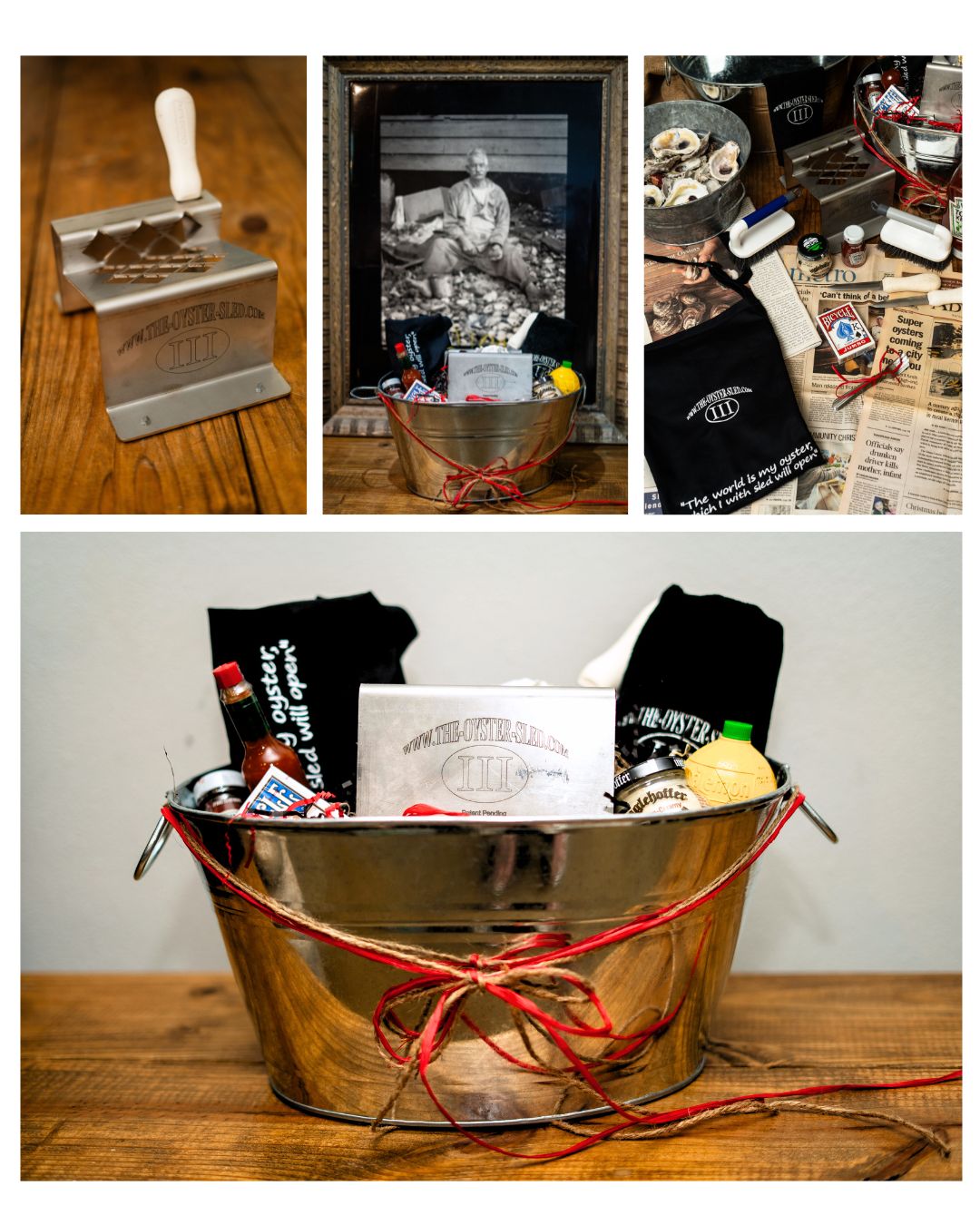 Discover The Oyster Sled’s Ultimate Oyster King Collection—an oyster shucking gift set with stainless steel tools, apron, forks, and more. Perfect gift for seafood lovers.